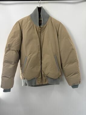 Vtg 80s Eddie Bauer All Purpose Down Bomber Jacket Men’s M Black Tag 60/40 Tan